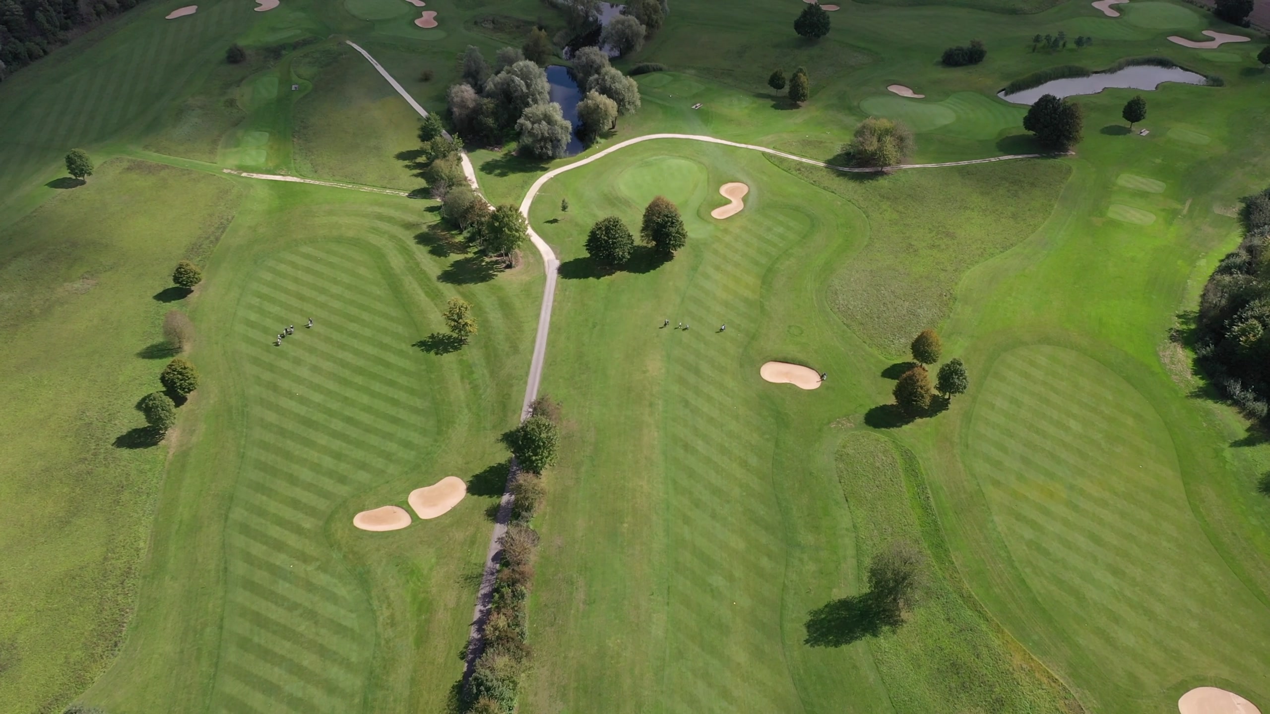 Aerial view of a Notts parkland course at midsummer
